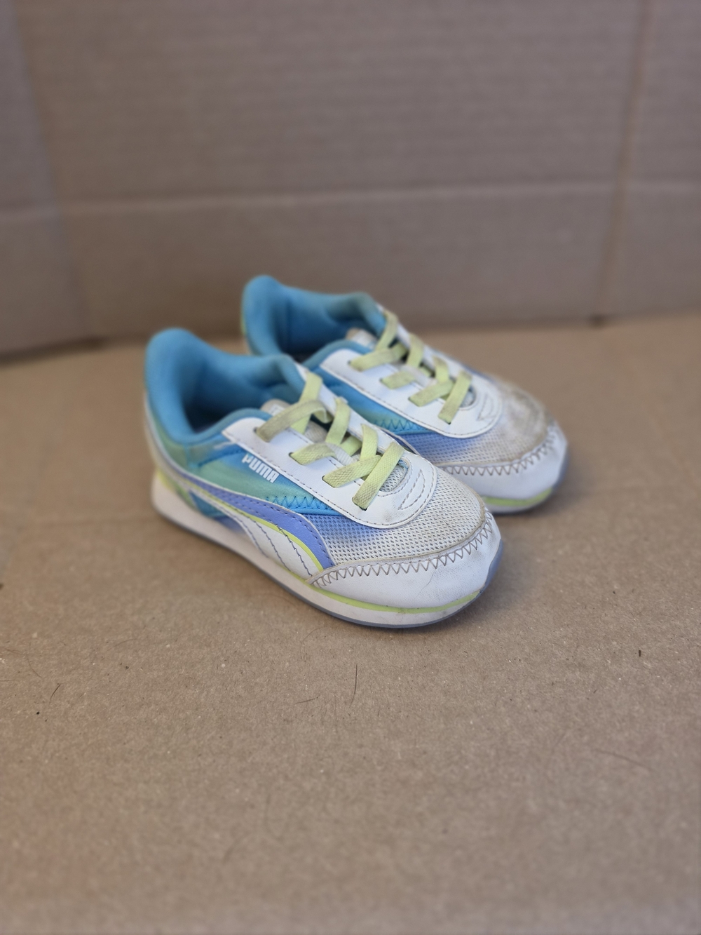 Puma Kids' White and Blue Athletic Sneakers